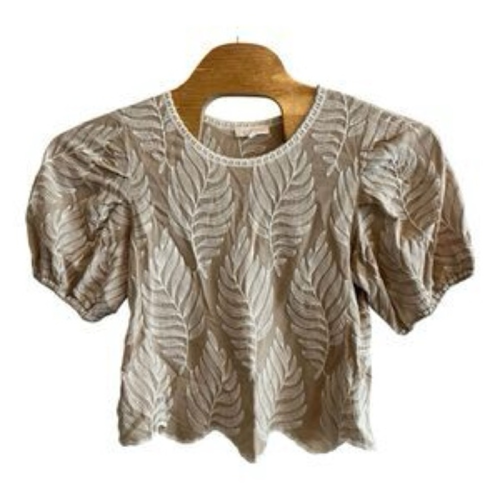 Solitaire Elegant Beige Leaf Patterned Women's To… - image 2